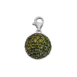 Thomas Sabo Silver Olive Green Zirconia Pavé Ball Pendant T0254-012-6