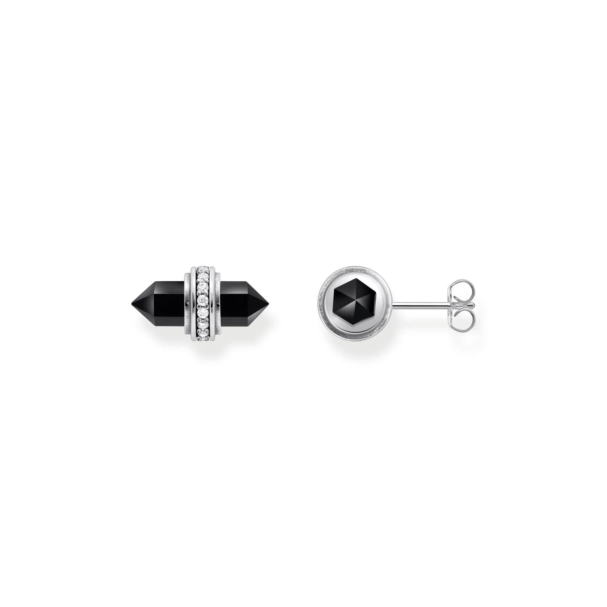 Thomas Sabo Damen Ohrringe Kristall Ohrstecker mit Onyx Silber