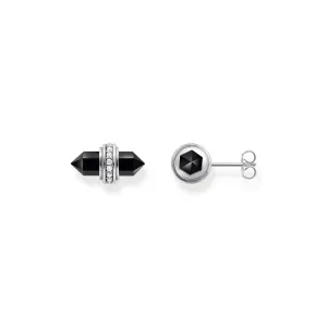 Thomas Sabo Damen Ohrringe Kristall Ohrstecker mit Onyx Silber
