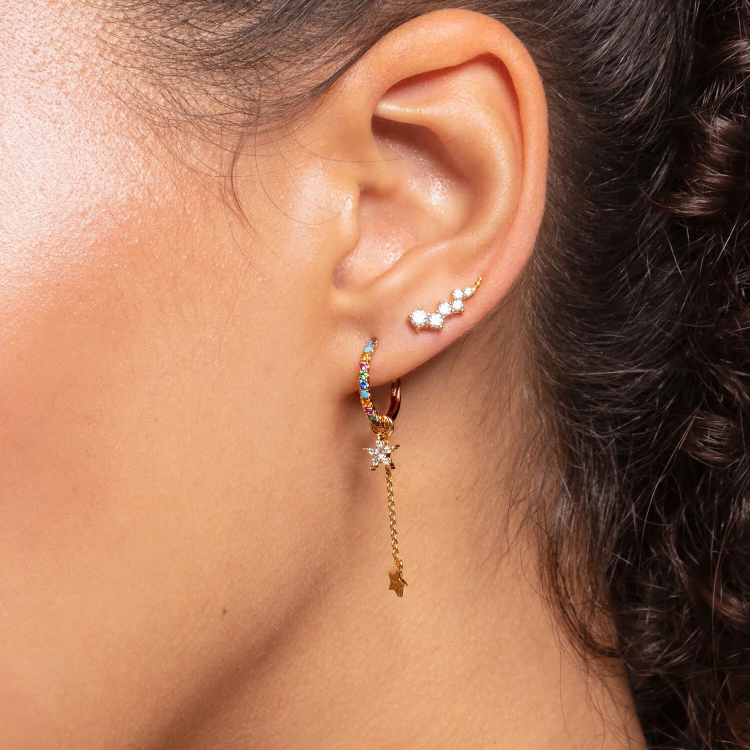 Thomas Sabo Damen Ohrringe Ear Climber mit weißen Steinen