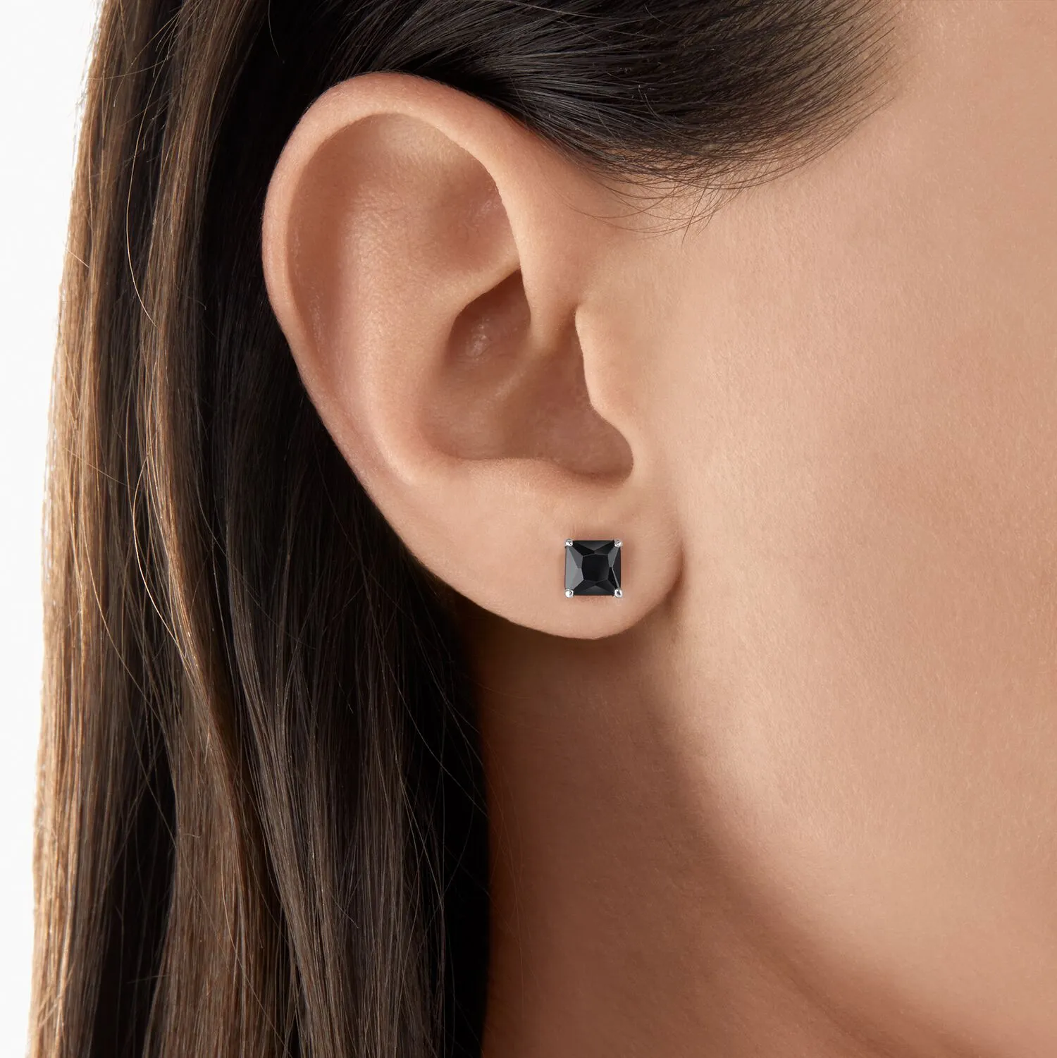 Thomas Sabo Damen Ohrringe Ohrstecker Schwarz Stein Silber