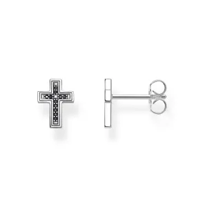 Thomas Sabo Damen Ohrringe Ohrstecker Kreuz Schwarz