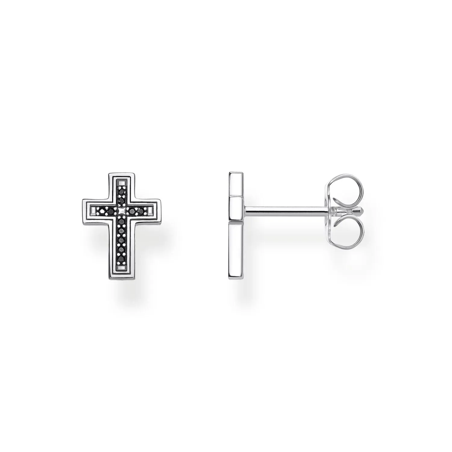 Thomas Sabo Damen Ohrringe Ohrstecker Kreuz Schwarz