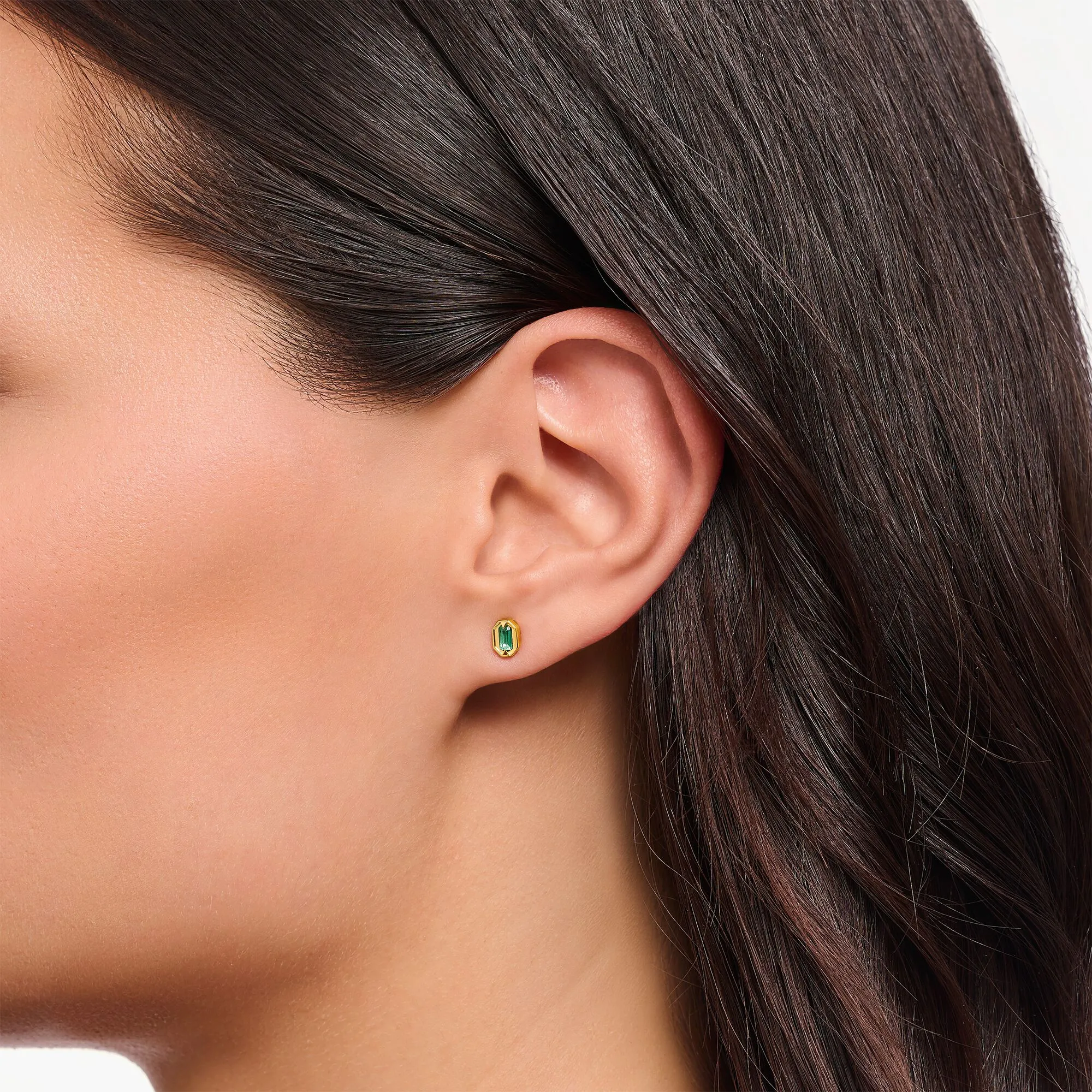 Thomas Sabo Damen Ohrringe Kleine Ohrstecker mit grünen Steinen