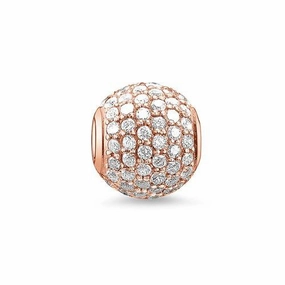 Thomas Sabo 18K Rose Gold Plated Cubic Zirconia Pavé Karma Bead K0053-416-14