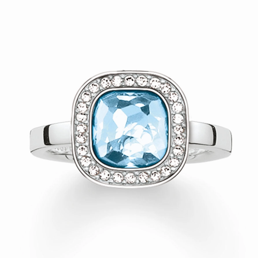 Thomas Sabo Blue Spinel Cosmos Sterling Silver Ring TR2029-059-1