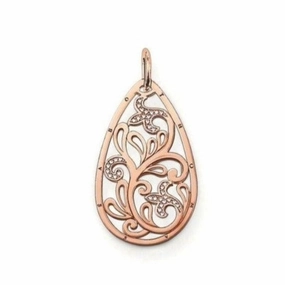 Thomas Sabo Carved Rose Gold Teardrop Pendant PE541-416-14