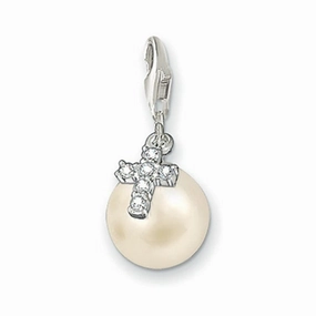 Thomas Sabo Pearl & Cross Silver Charm 0577-054-14
