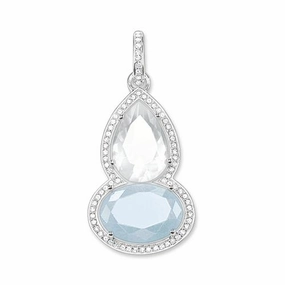 Thomas Sabo Silver Aquamarine and Milky Quartz Maharani Double Pendant PE697-697-31