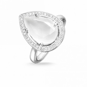 Thomas Sabo Silver Pear Shape Milky Quartz Maharani Ring TR2043-690-14