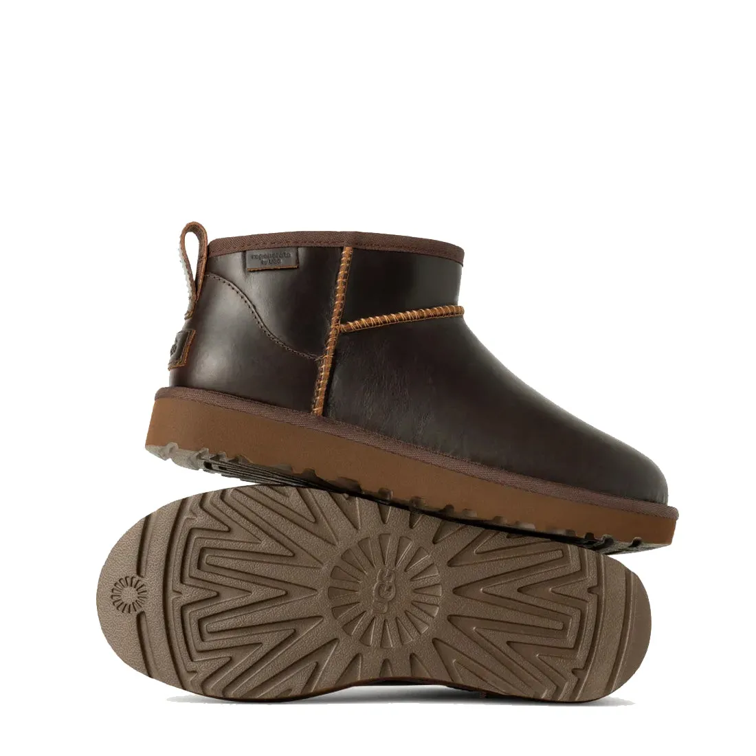 UGG Damen Classic Ultra Mini Leder Regenstiefel Ironwood