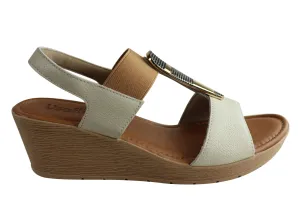 Usaflex Analise Damen Komfort Keil-Sandalen mit Polsterung Hergestellt in Brasilien Usaflex Schuhe