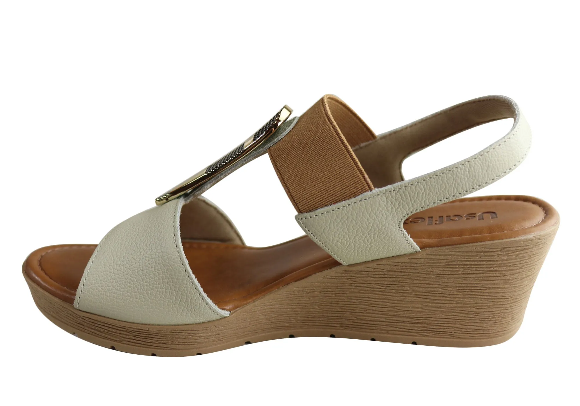 Usaflex Analise Damen Komfort Keil-Sandalen mit Polsterung Hergestellt in Brasilien Usaflex Schuhe