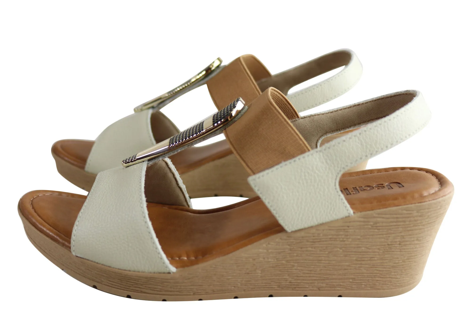 Usaflex Analise Damen Komfort Keil-Sandalen mit Polsterung Hergestellt in Brasilien Usaflex Schuhe