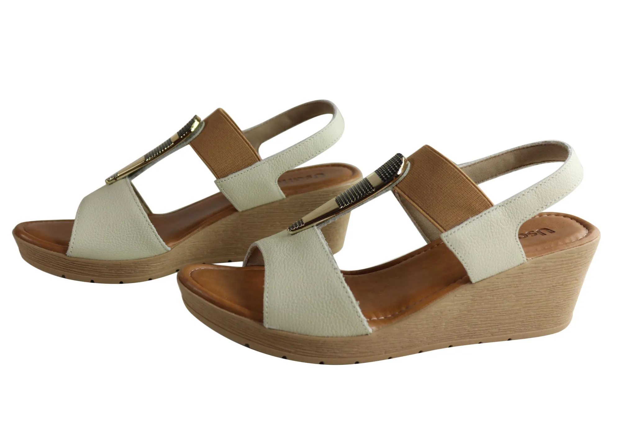Usaflex Analise Damen Komfort Keil-Sandalen mit Polsterung Hergestellt in Brasilien Usaflex Schuhe