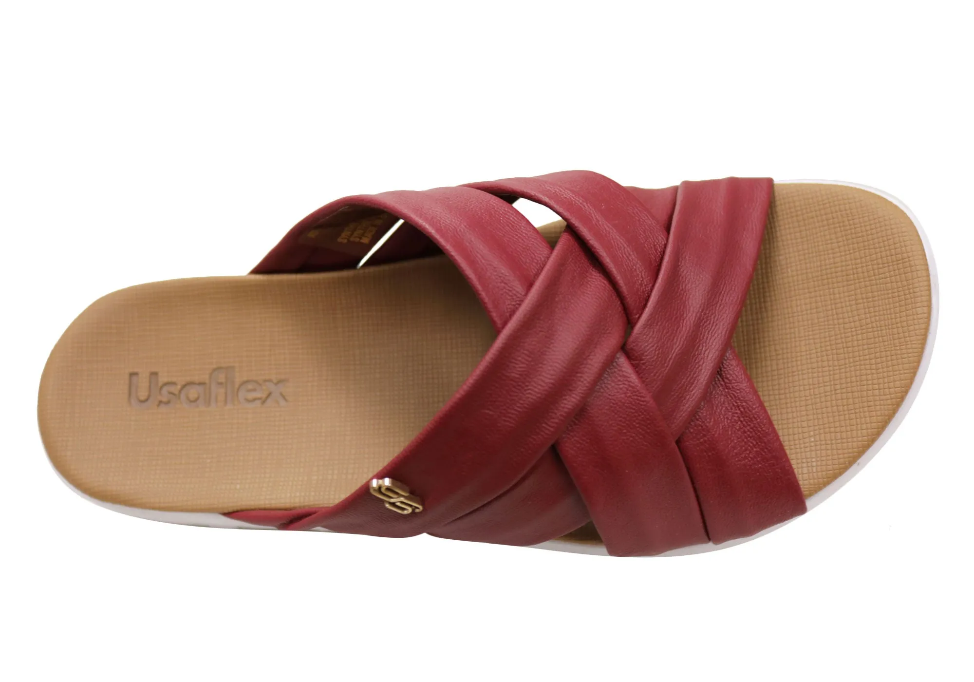 Usaflex Asta Damen Comfort Leder Slides Sandalen Hergestellt in Brasilien Usaflex Schuhe