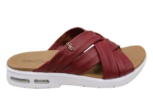 Usaflex Asta Damen Comfort Leder Slides Sandalen Hergestellt in Brasilien Usaflex Schuhe