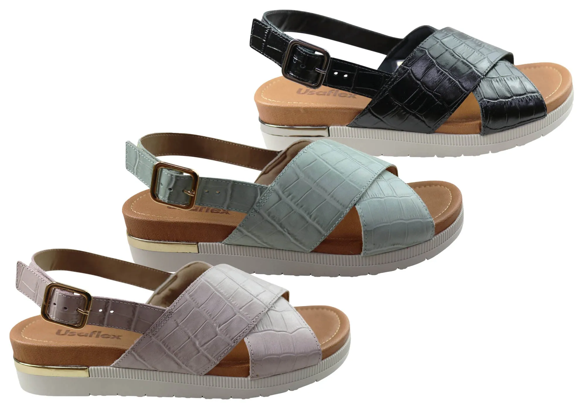 Usaflex Breeza Damen Bequeme Ledersandalen Hergestellt In Brasilien Usaflex Schuhe