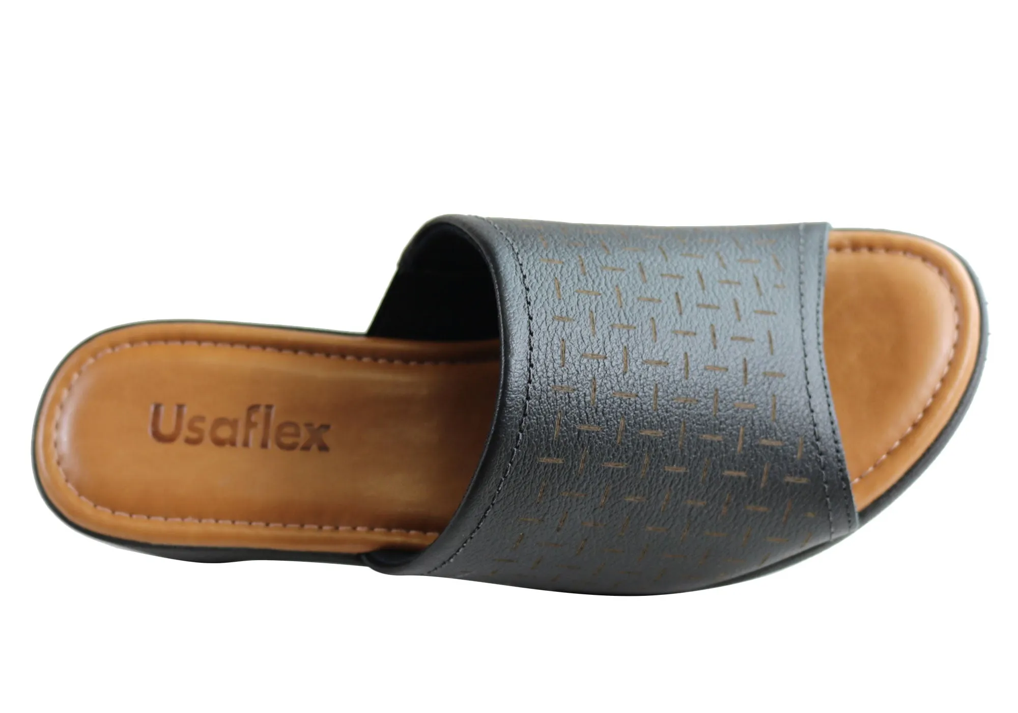 Usaflex Endigo Damen Brasilianische Bequeme Gepolsterte Leder Slides Sandalen Usaflex Schuhe