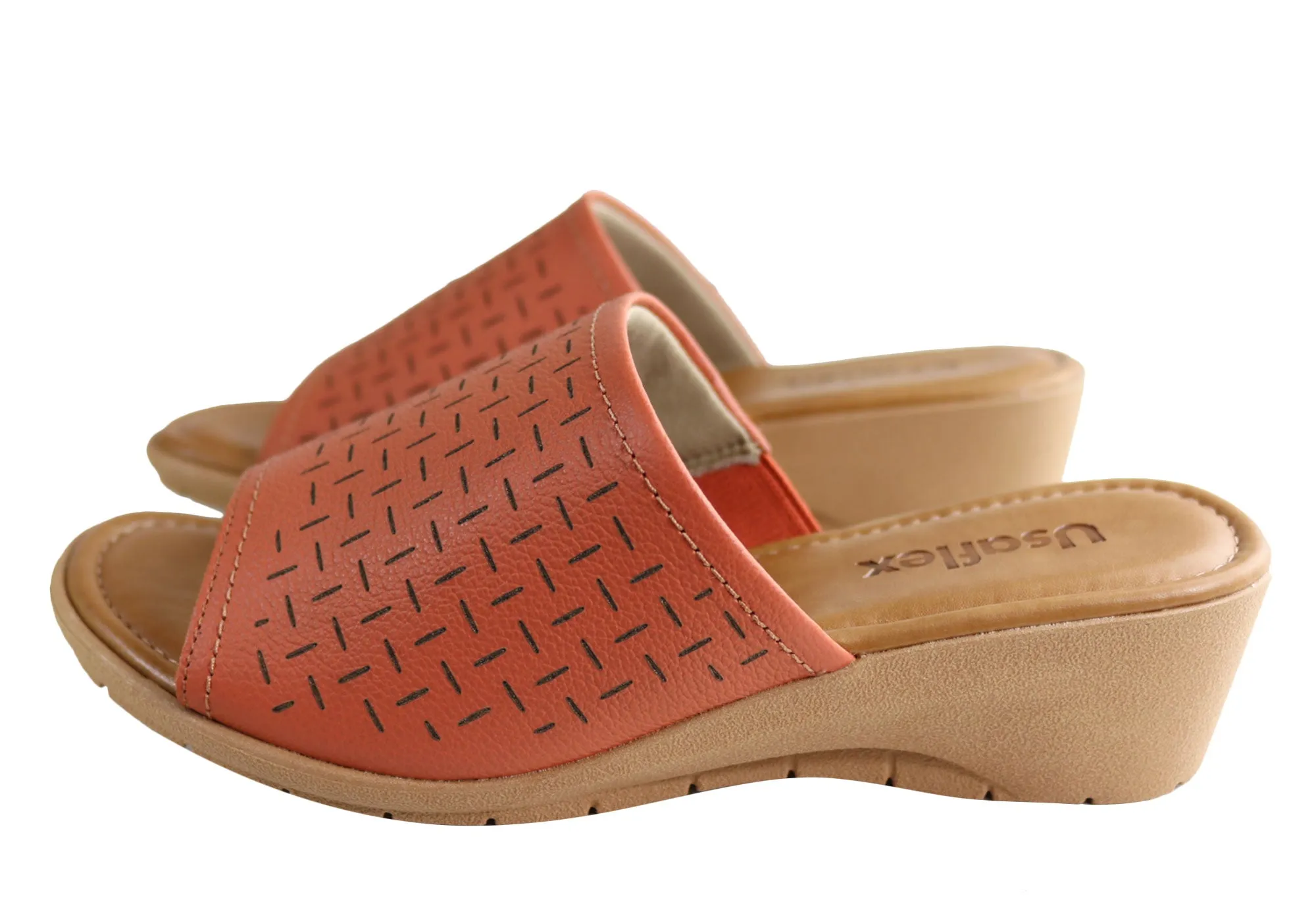 Usaflex Endigo Damen Brasilianische Bequeme Gepolsterte Leder Slides Sandalen Usaflex Schuhe