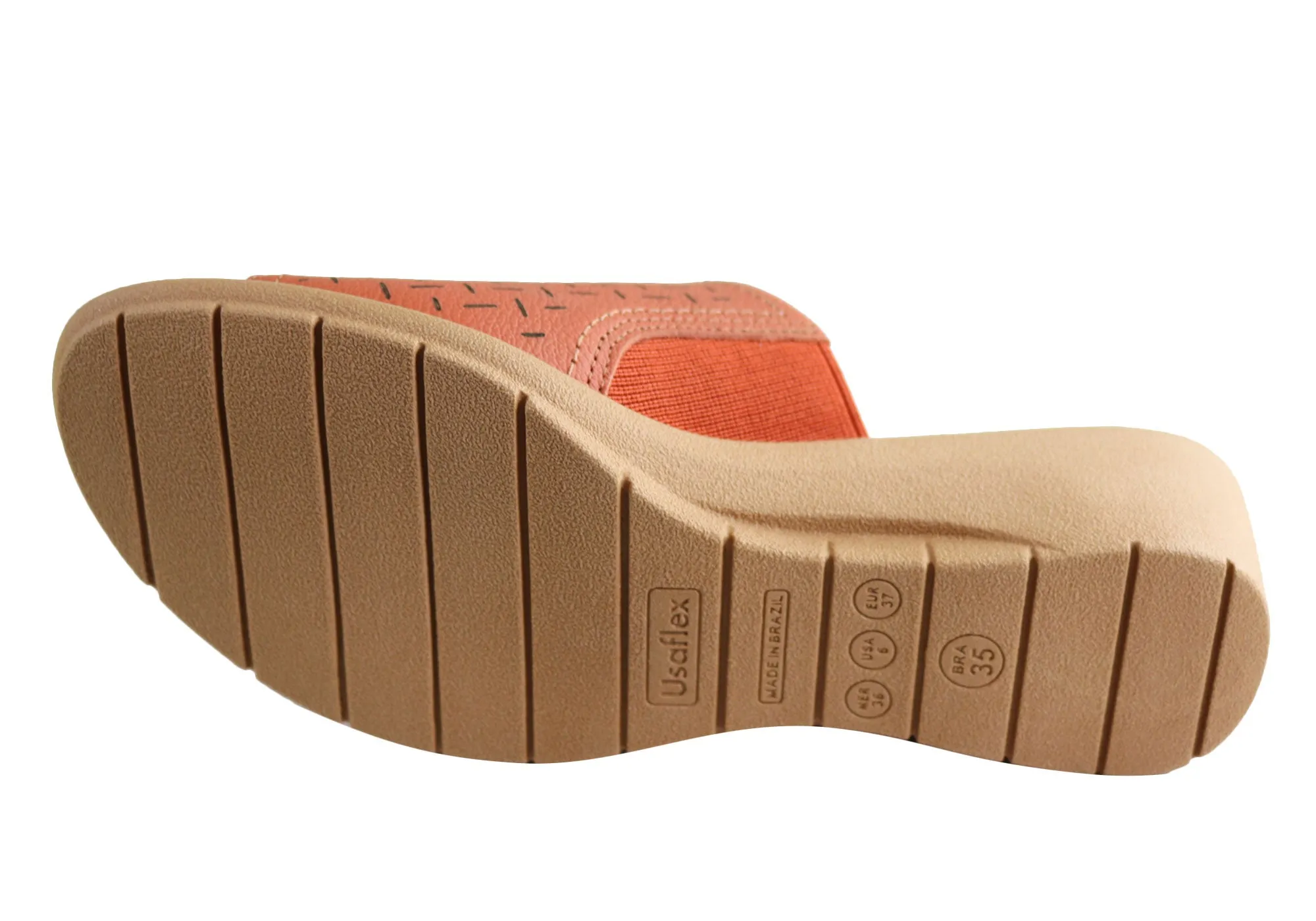 Usaflex Endigo Damen Brasilianische Bequeme Gepolsterte Leder Slides Sandalen Usaflex Schuhe