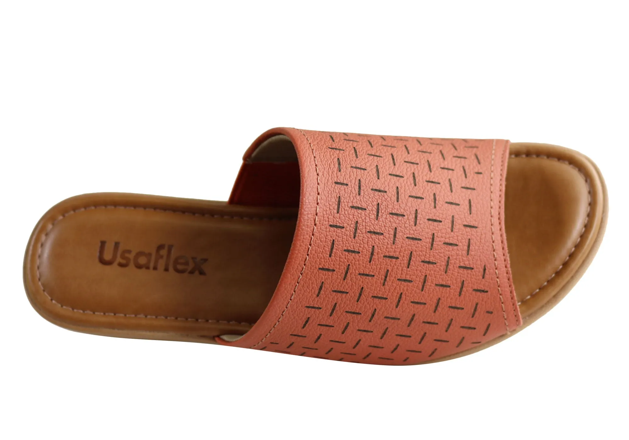Usaflex Endigo Damen Brasilianische Bequeme Gepolsterte Leder Slides Sandalen Usaflex Schuhe