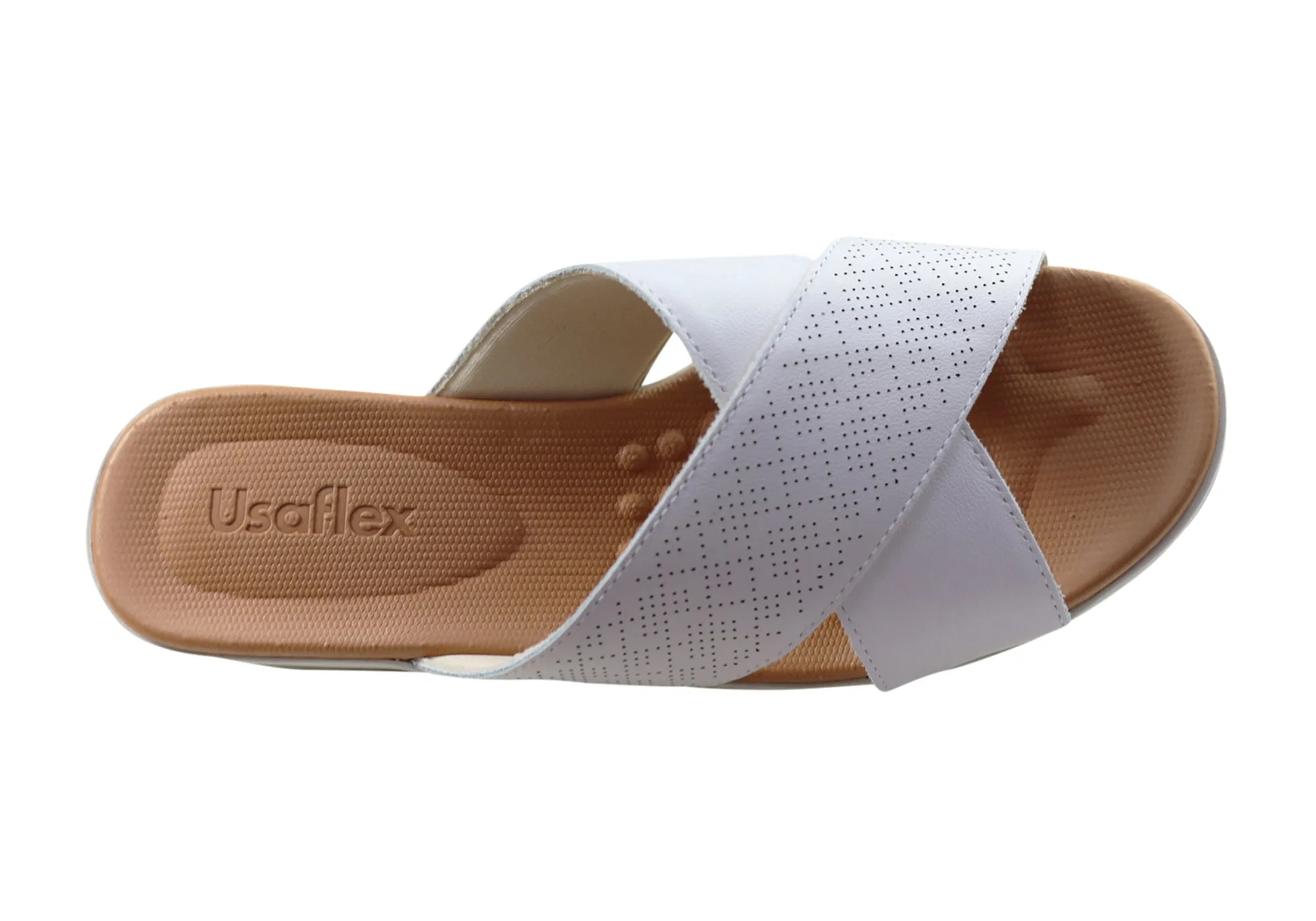 Usaflex Ginni Damen Komfort Leder Slides Sandalen Hergestellt in Brasilien Usaflex Schuhe