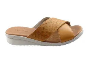 Usaflex Ginni Damen Komfort Leder Slides Sandalen Hergestellt in Brasilien Usaflex Schuhe