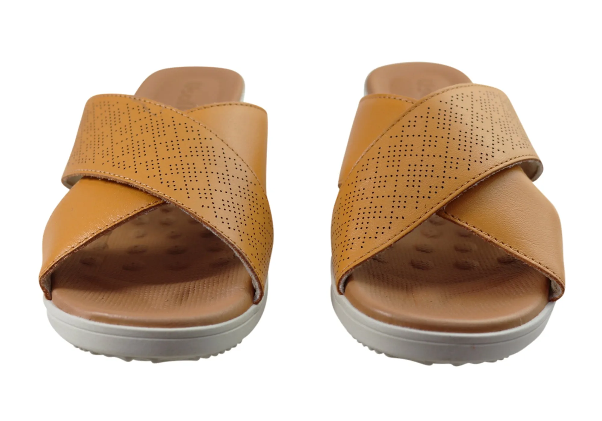 Usaflex Ginni Damen Komfort Leder Slides Sandalen Hergestellt in Brasilien Usaflex Schuhe