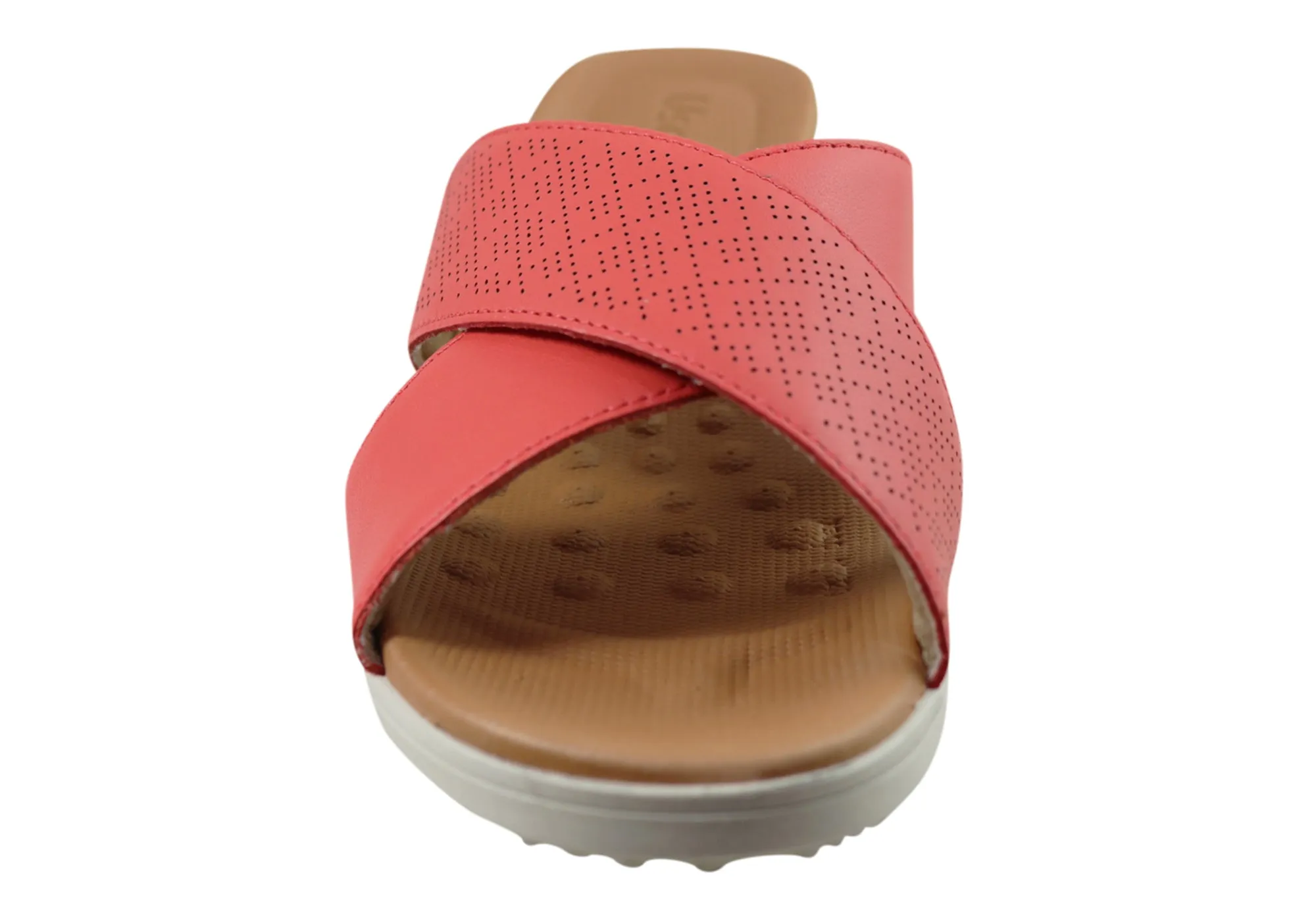 Usaflex Ginni Damen Komfort Leder Slides Sandalen Hergestellt in Brasilien Usaflex Schuhe