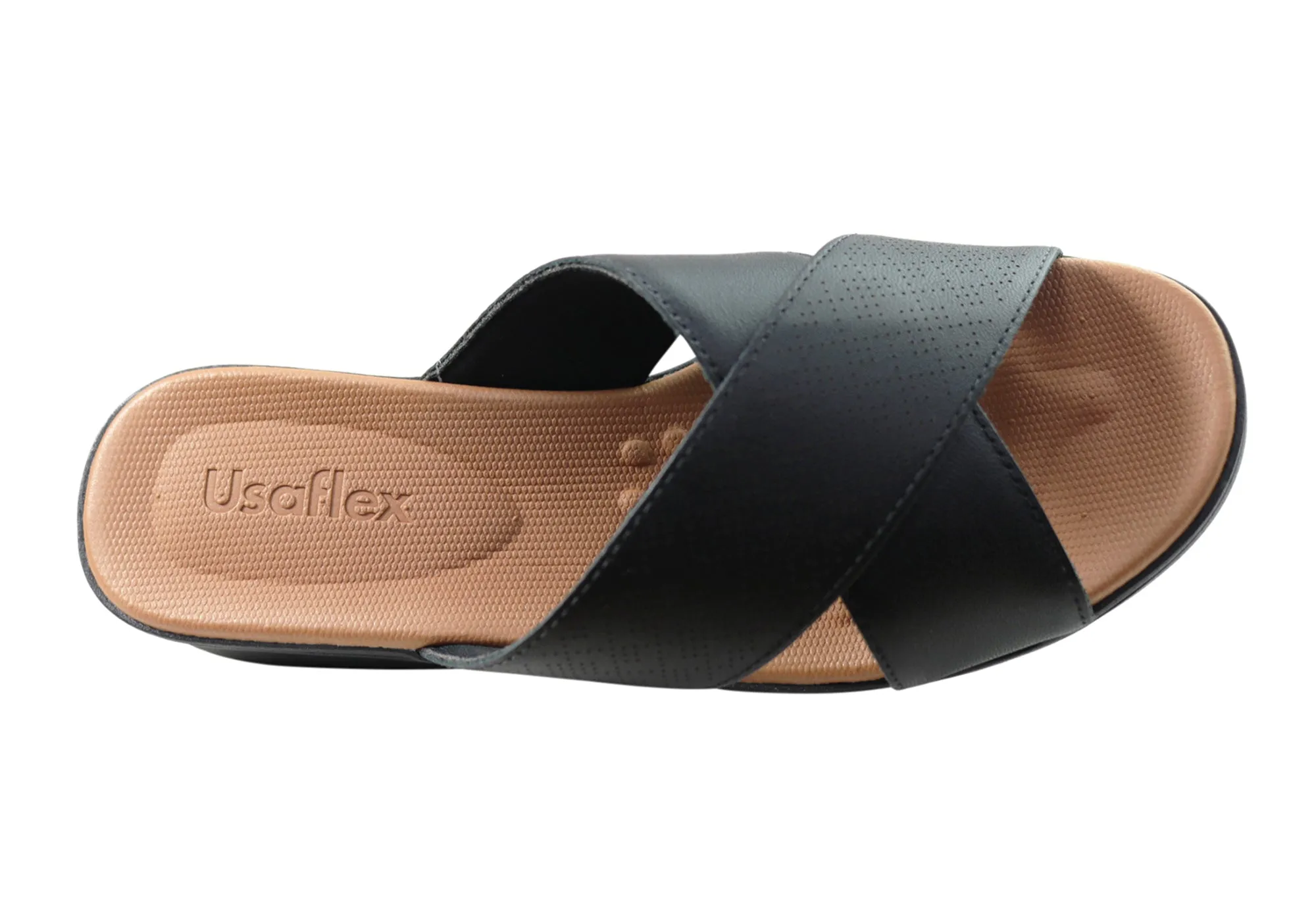 Usaflex Ginni Damen Komfort Leder Slides Sandalen Hergestellt in Brasilien Usaflex Schuhe