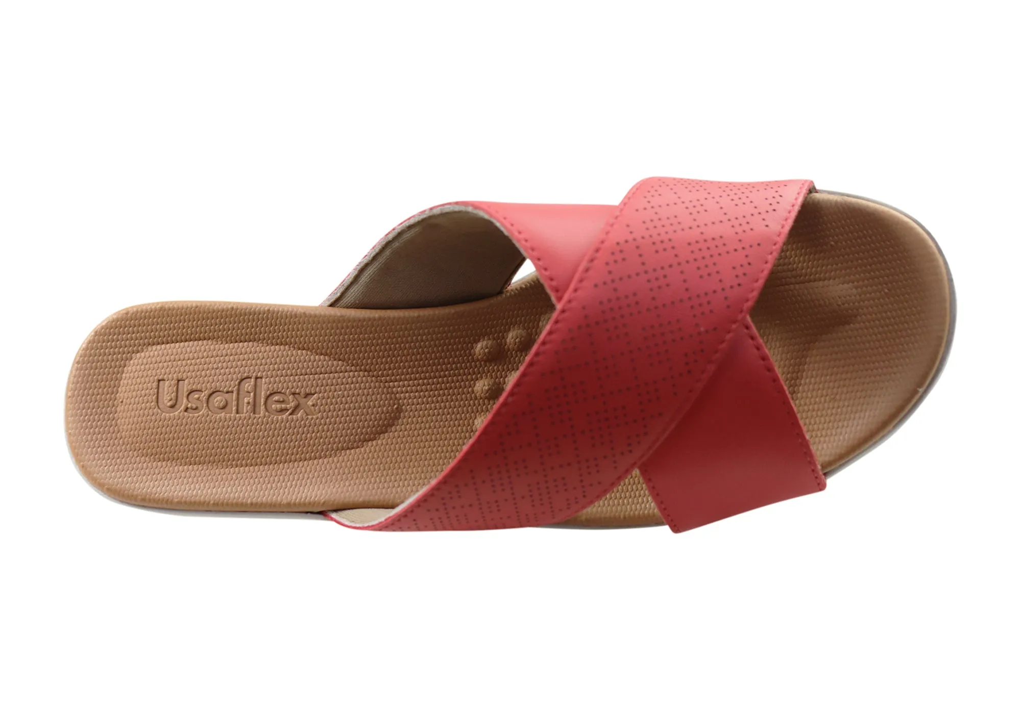 Usaflex Ginni Damen Komfort Leder Slides Sandalen Hergestellt in Brasilien Usaflex Schuhe