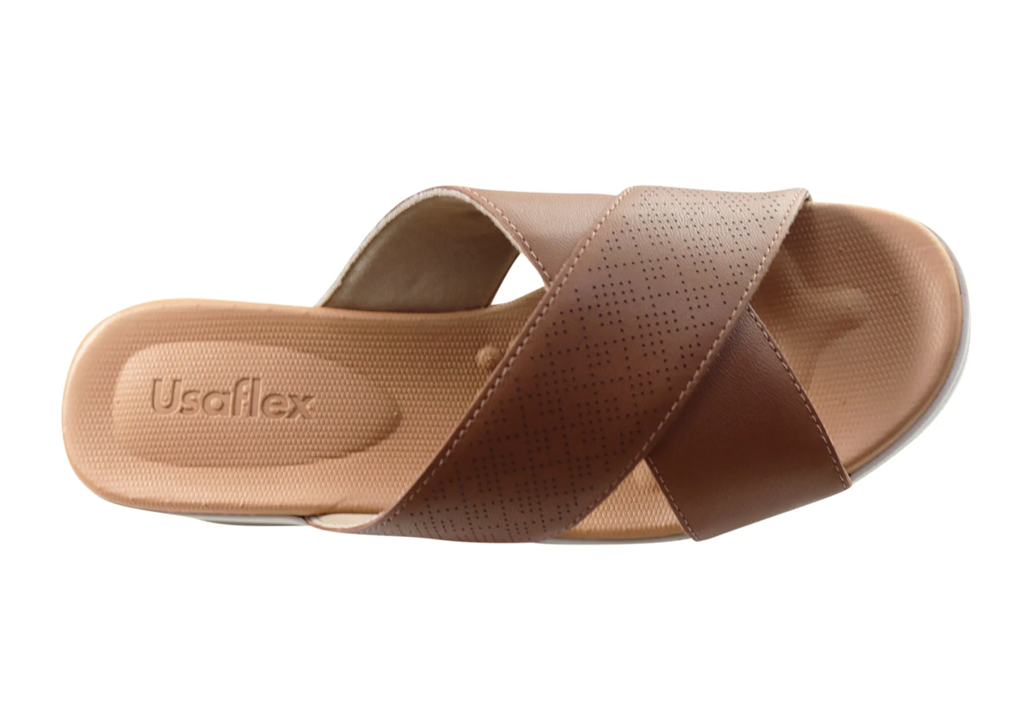 Usaflex Ginni Damen Komfort Leder Slides Sandalen Hergestellt in Brasilien Usaflex Schuhe