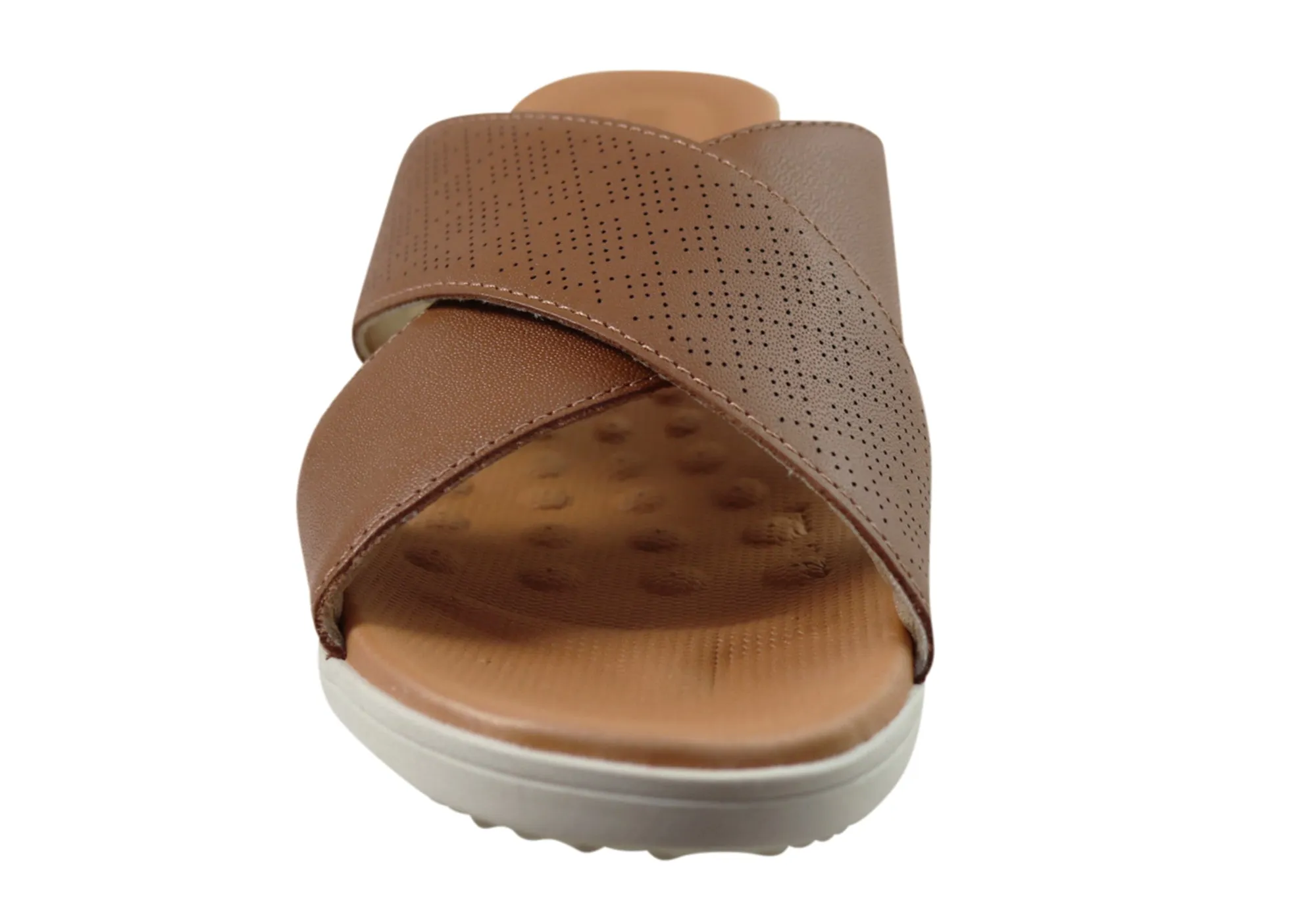 Usaflex Ginni Damen Komfort Leder Slides Sandalen Hergestellt in Brasilien Usaflex Schuhe