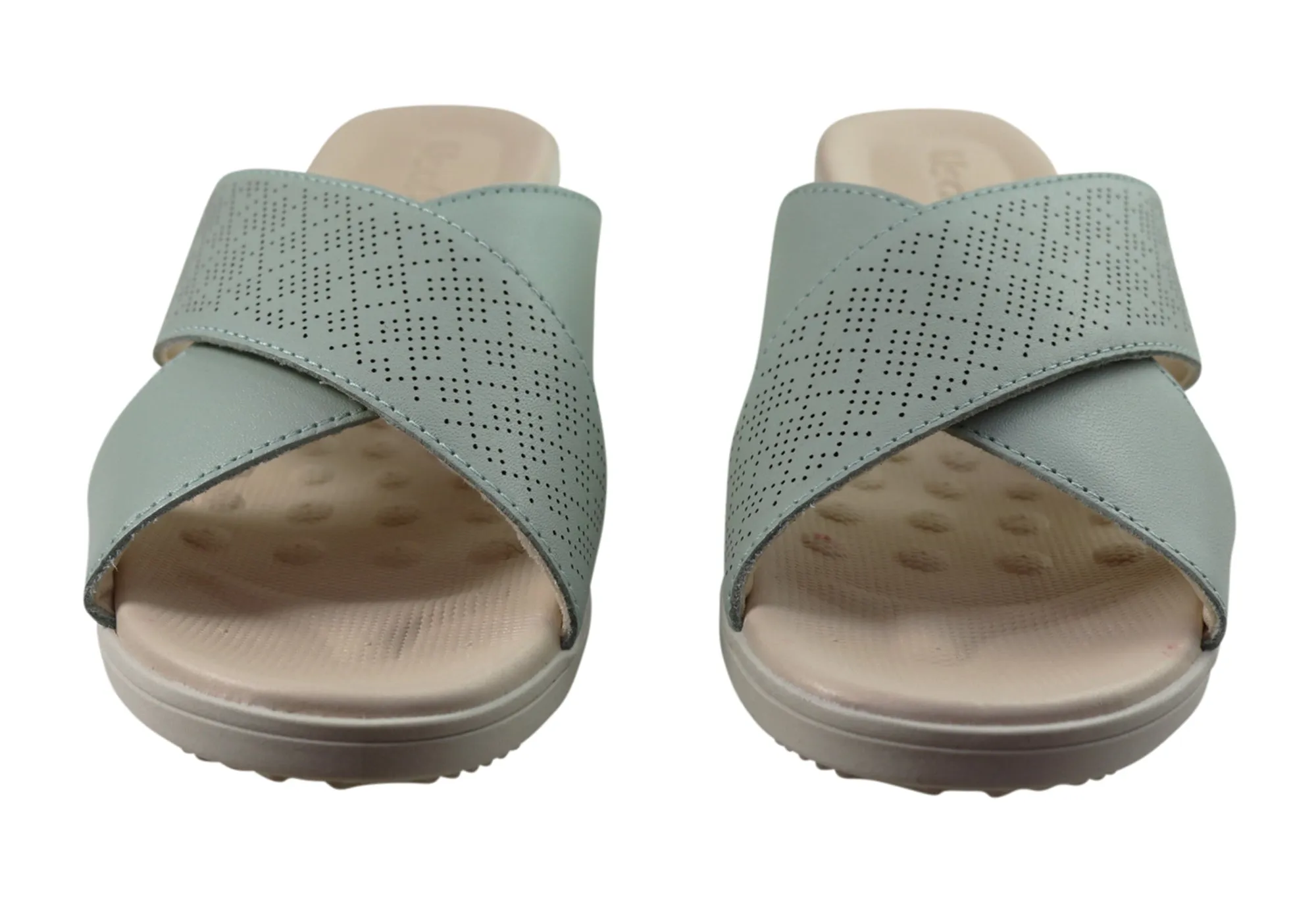 Usaflex Ginni Damen Komfort Leder Slides Sandalen Hergestellt in Brasilien Usaflex Schuhe