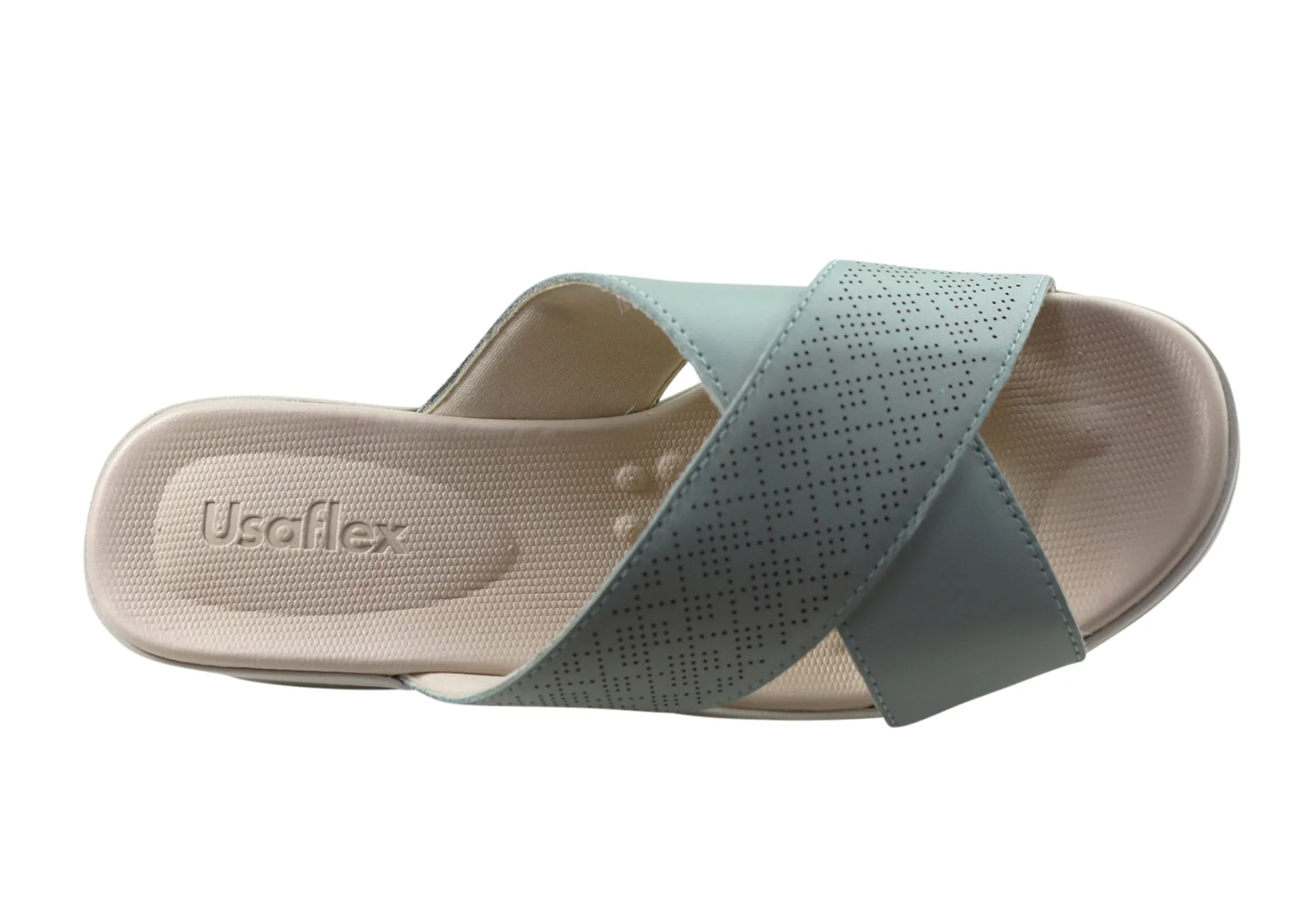 Usaflex Ginni Damen Komfort Leder Slides Sandalen Hergestellt in Brasilien Usaflex Schuhe
