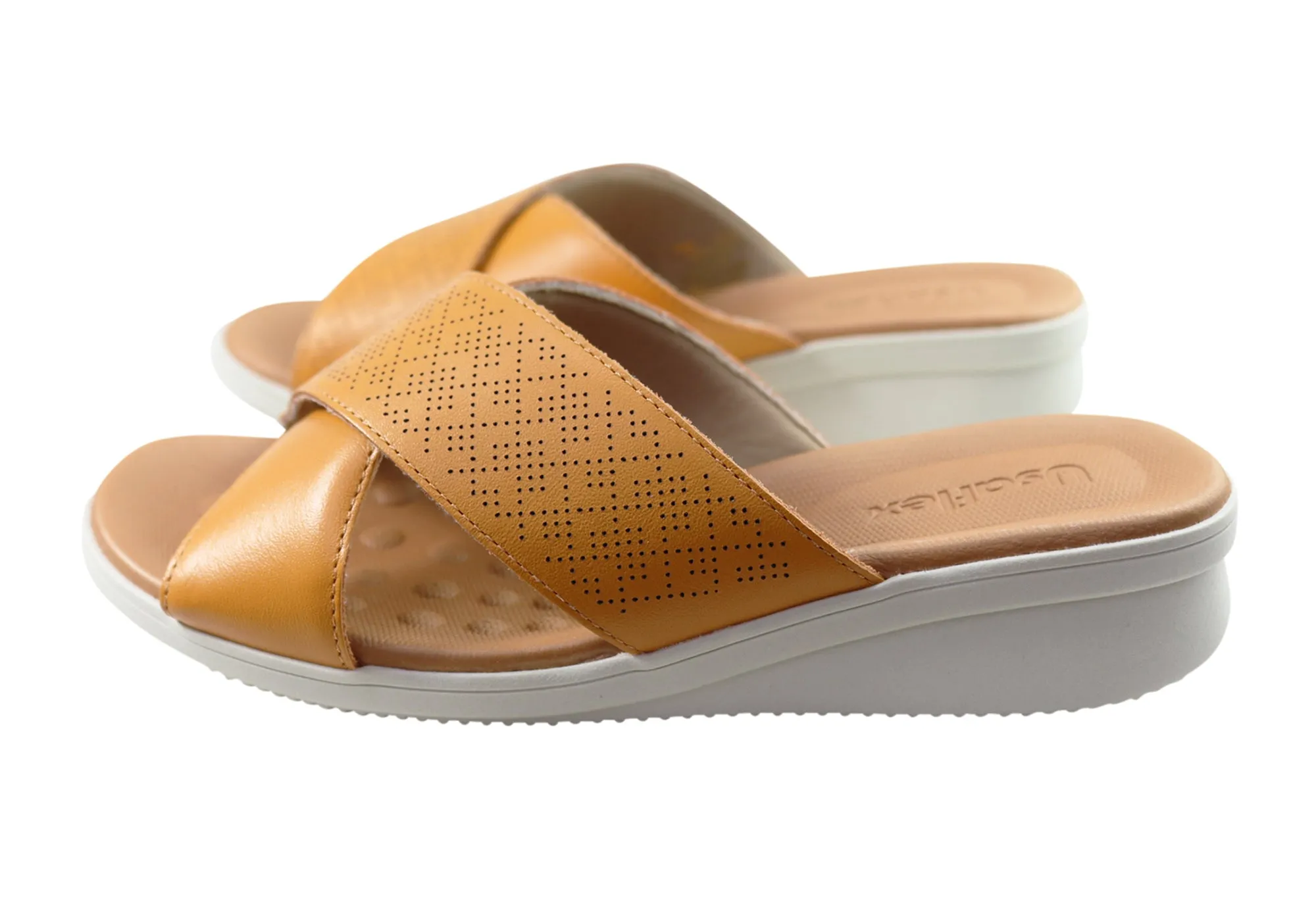 Usaflex Ginni Damen Komfort Leder Slides Sandalen Hergestellt in Brasilien Usaflex Schuhe
