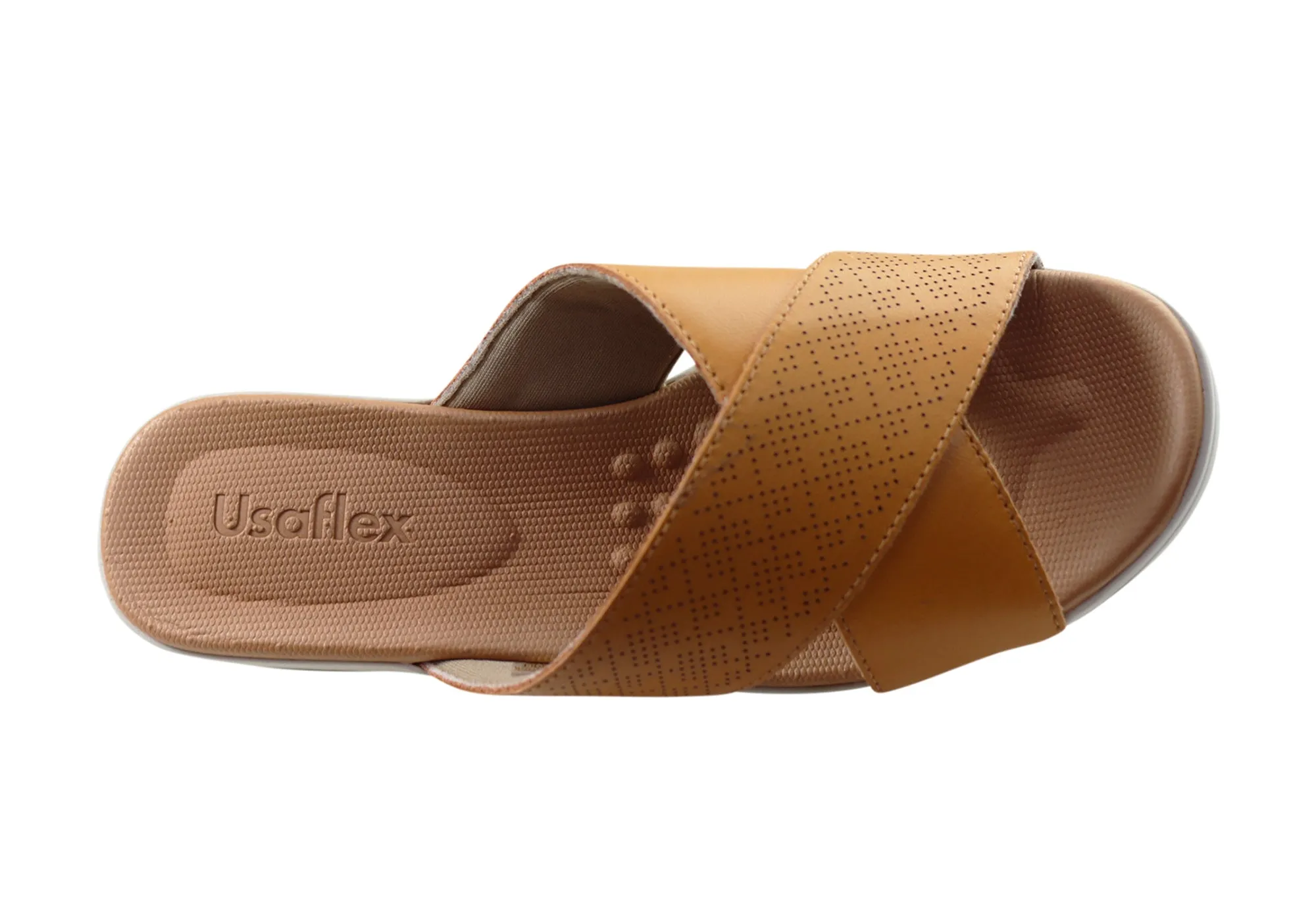 Usaflex Ginni Damen Komfort Leder Slides Sandalen Hergestellt in Brasilien Usaflex Schuhe
