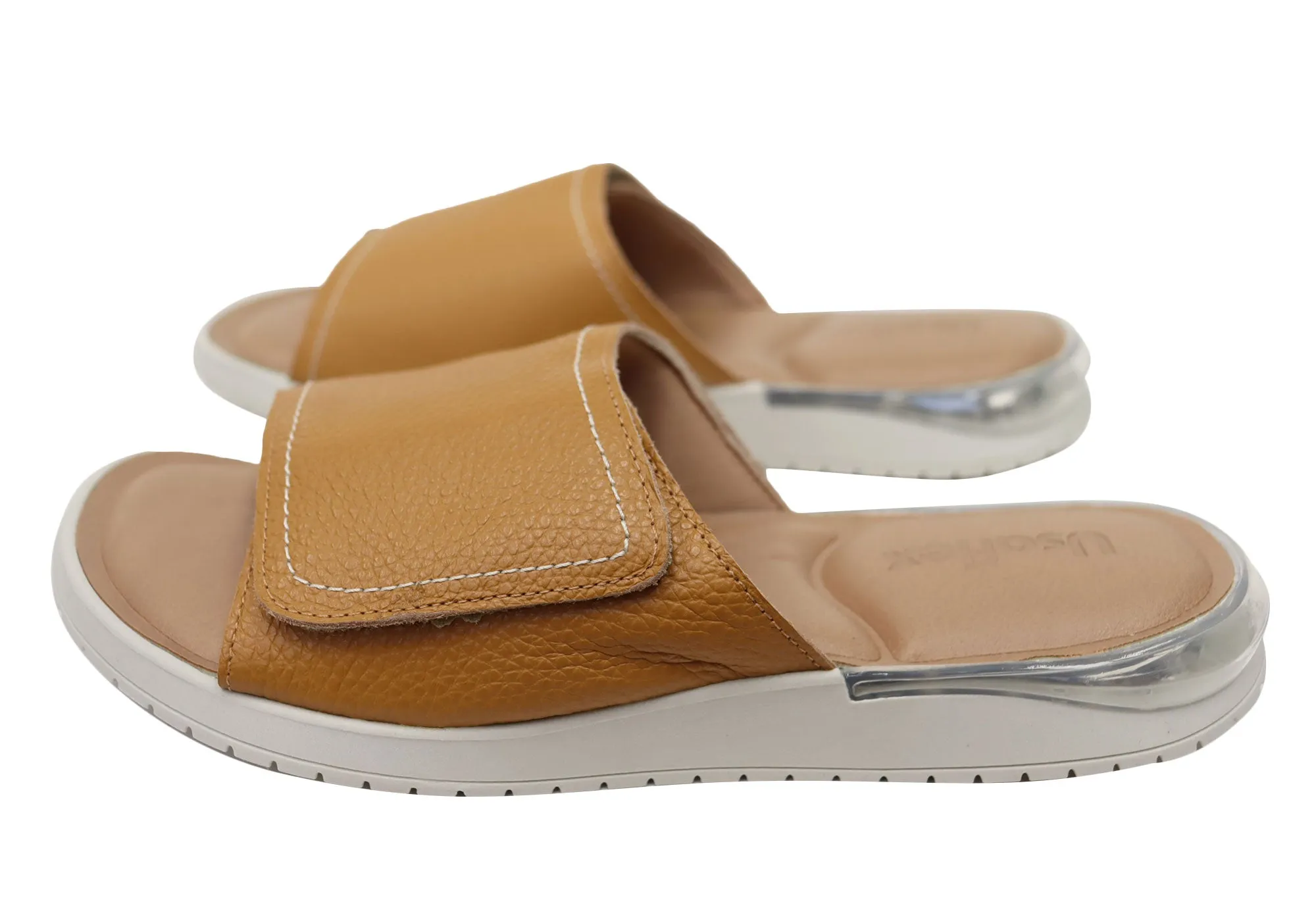 Usaflex Holiday Damen Bequeme Brasilianische Leder Slides Sandalen Usaflex Schuhe