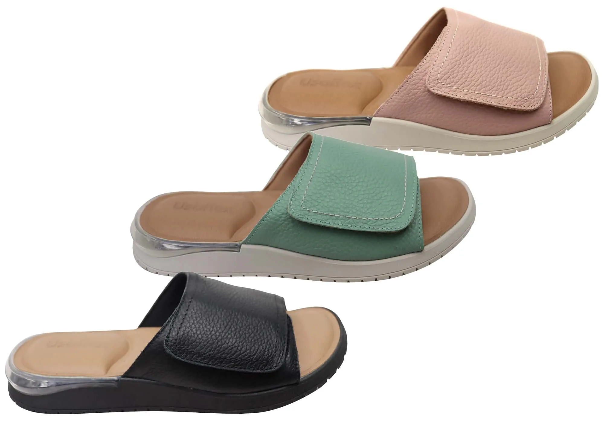 Usaflex Holiday Damen Bequeme Brasilianische Leder Slides Sandalen Usaflex Schuhe