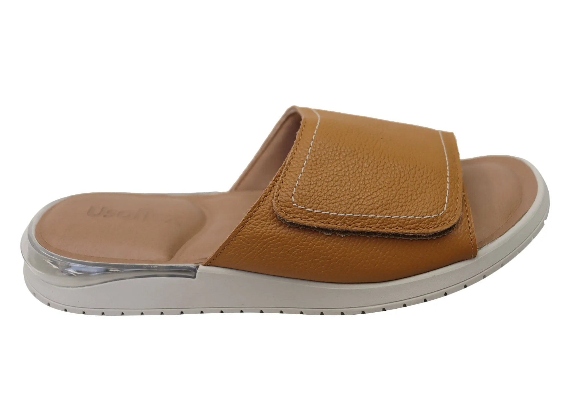 Usaflex Holiday Damen Bequeme Brasilianische Leder Slides Sandalen Usaflex Schuhe