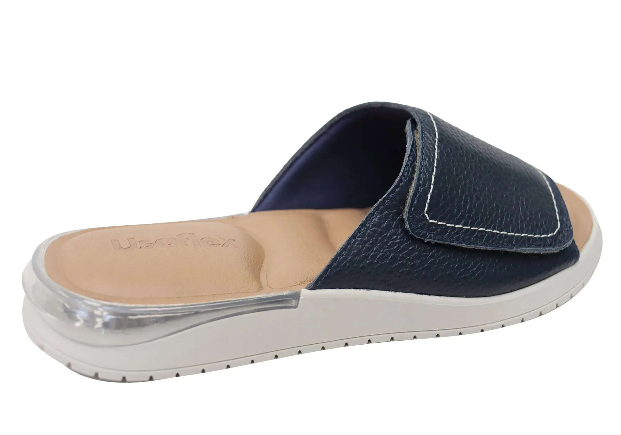 Usaflex Holiday Damen Bequeme Brasilianische Leder Slides Sandalen Usaflex Schuhe