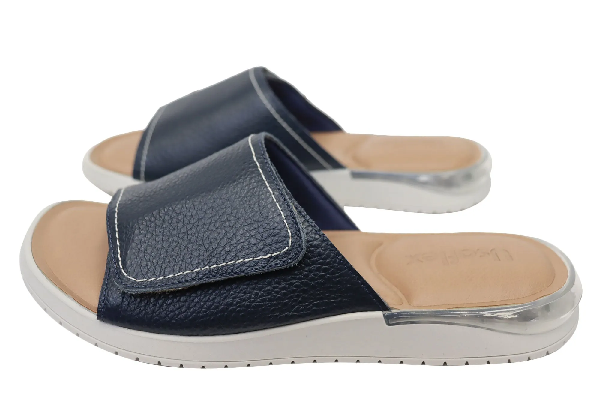 Usaflex Holiday Damen Bequeme Brasilianische Leder Slides Sandalen Usaflex Schuhe
