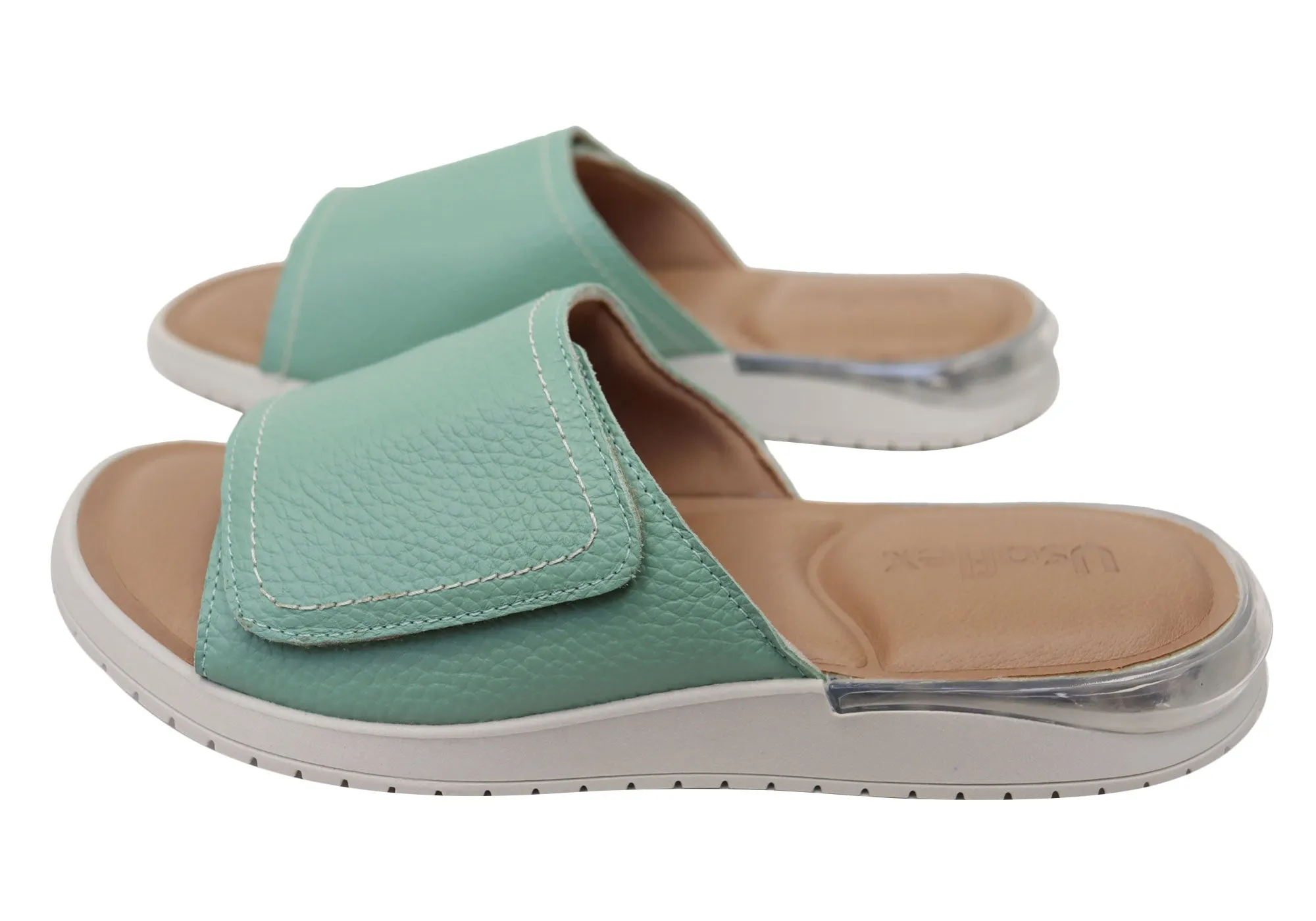 Usaflex Holiday Damen Bequeme Brasilianische Leder Slides Sandalen Usaflex Schuhe