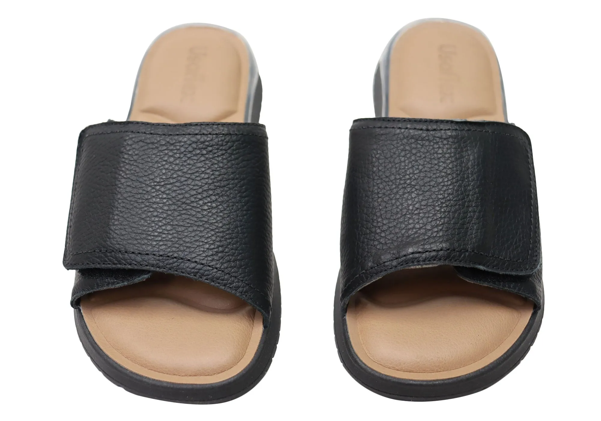 Usaflex Holiday Damen Bequeme Brasilianische Leder Slides Sandalen Usaflex Schuhe