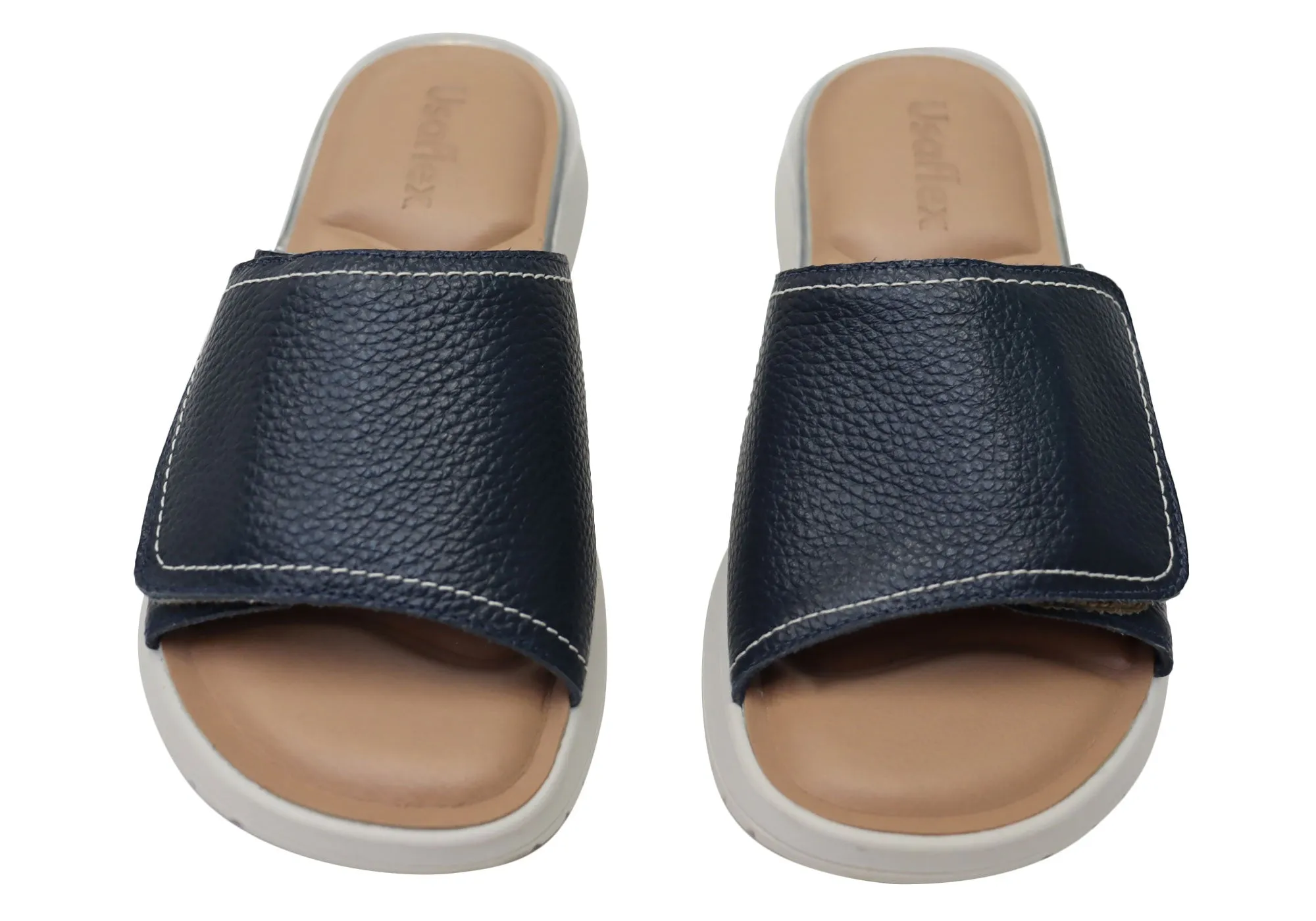 Usaflex Holiday Damen Bequeme Brasilianische Leder Slides Sandalen Usaflex Schuhe