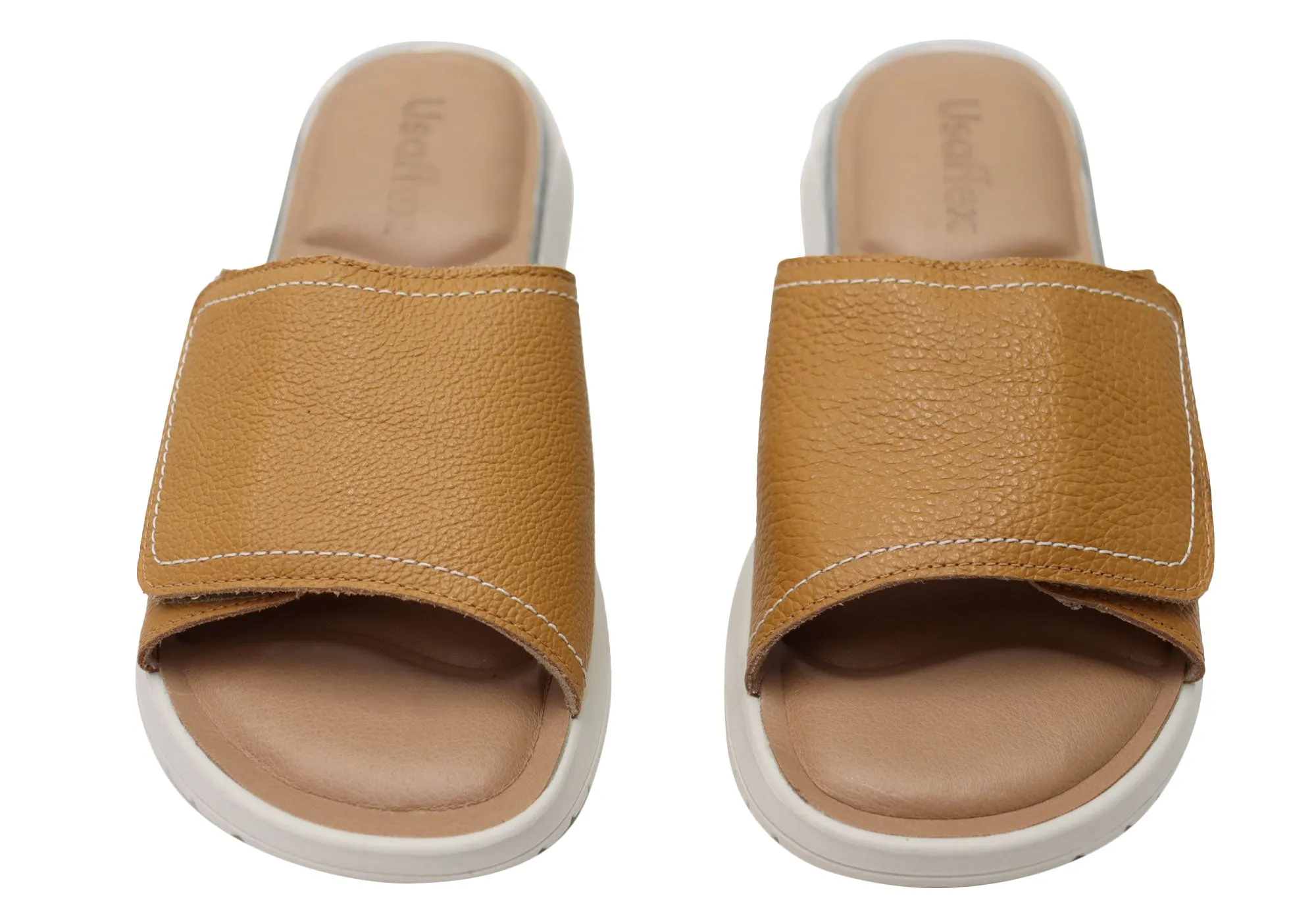 Usaflex Holiday Damen Bequeme Brasilianische Leder Slides Sandalen Usaflex Schuhe