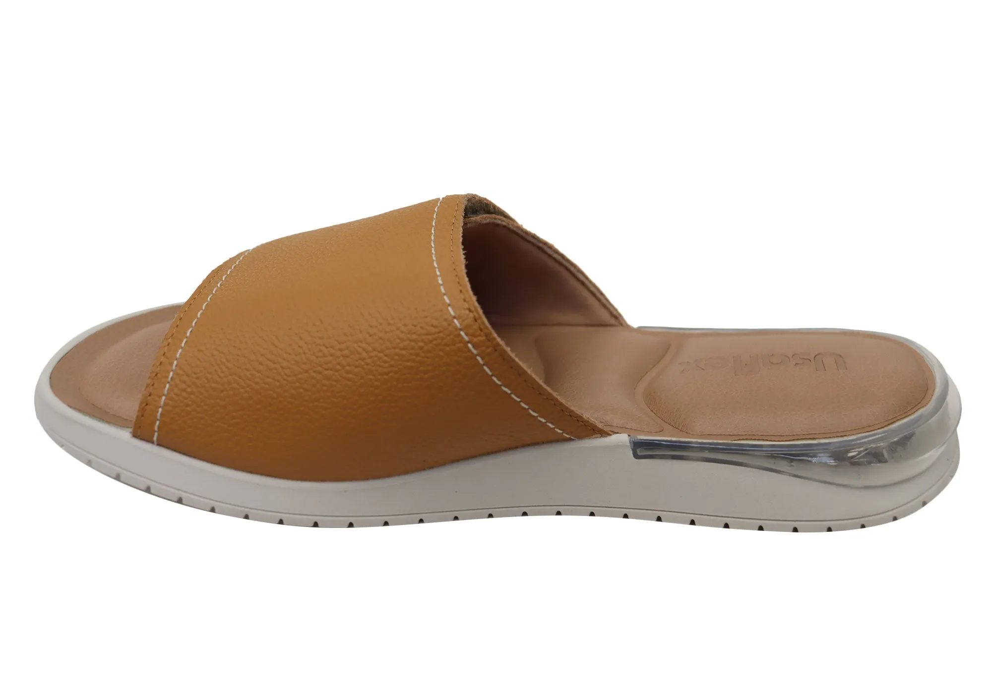 Usaflex Holiday Damen Bequeme Brasilianische Leder Slides Sandalen Usaflex Schuhe
