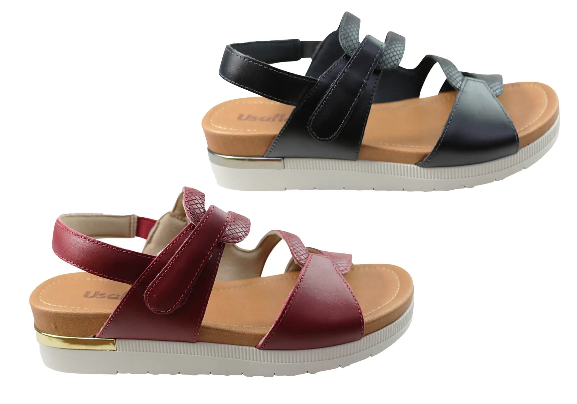 Usaflex Satora Damen Bequeme Ledersandalen Hergestellt In Brasilien Usaflex Schuhe