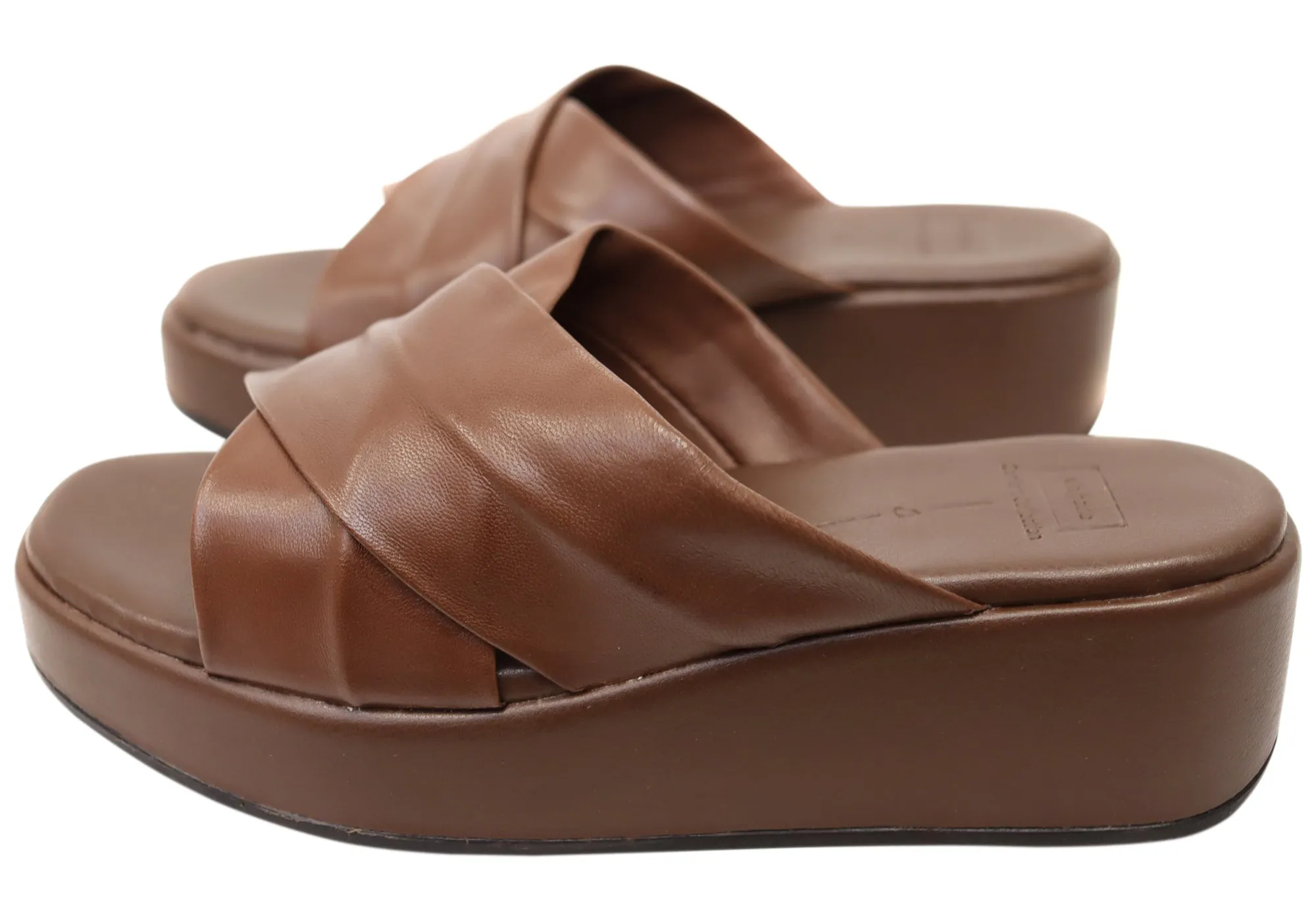 Via Paula Ginza Damen Brazilian Leder Plateau Slides Sandalen Via Paula Schuhe
